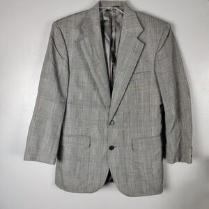 Mallards Mens Grey Glen Plaid 100% Worsted Wool Blazer Sport Coat Made in USA‎